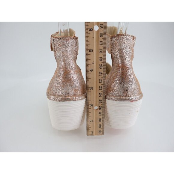 Fly London Women Yake Sandal Size 37 6 Pearl Leather Slingback Wedge Platform - Picture 6 of 13